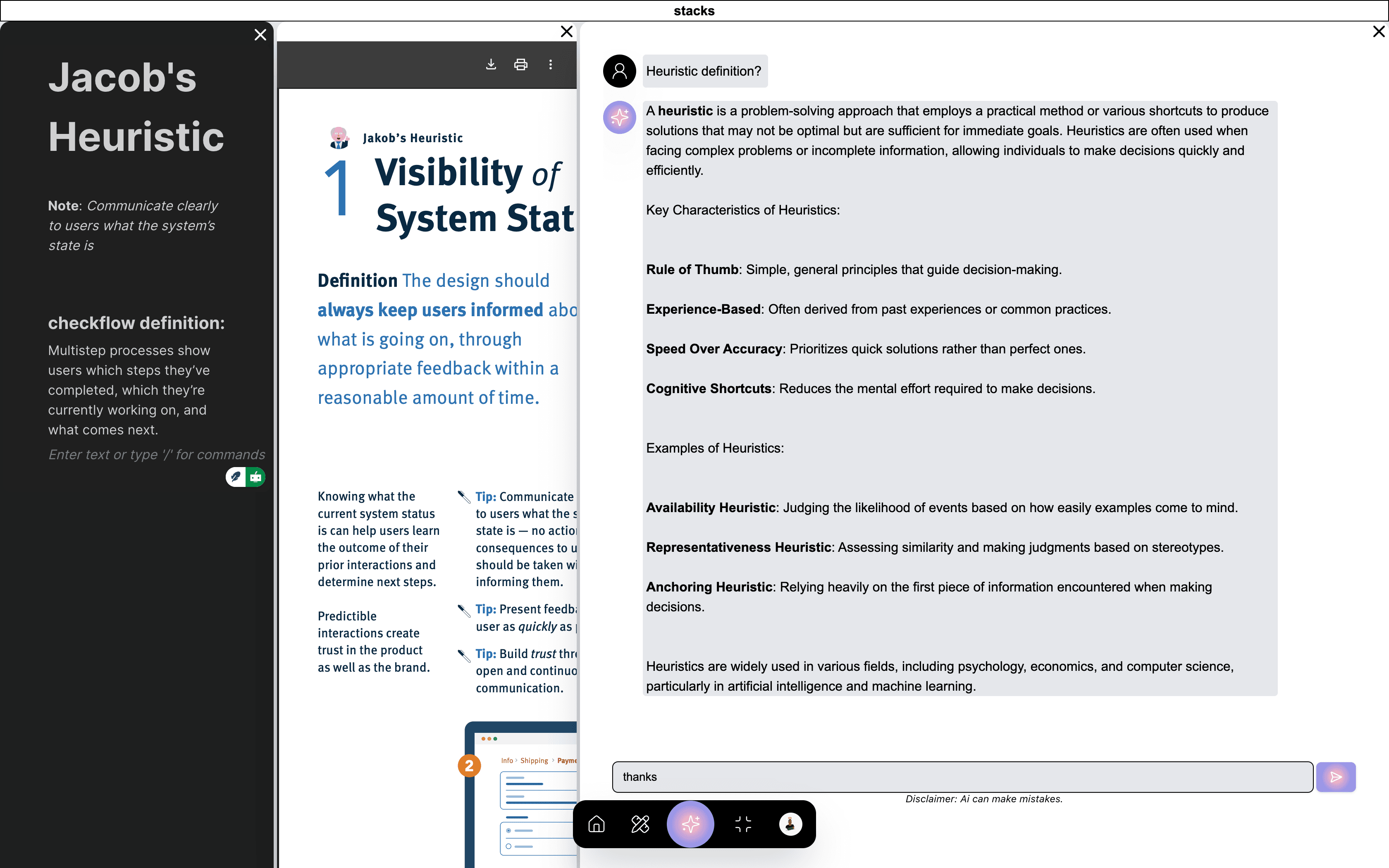 Split-screen view with document and notes